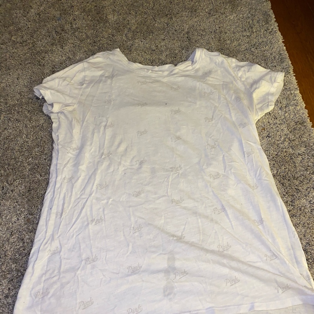White pink logo shirt
